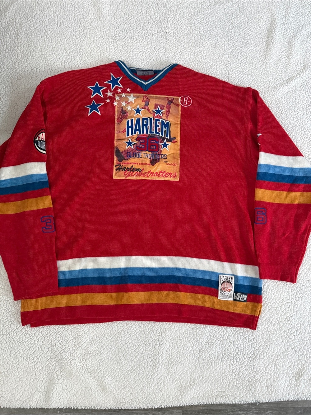 Vintage 1990  Harlem Globetrotters Men’s Sweater 3XL Red Platinum FUBU. RARE!